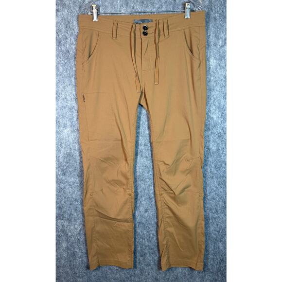 prAna Halle Pants Outdoor Hiking Tan Size 10 Roll Up Pant Legs Drawstring - Picture 1 of 10